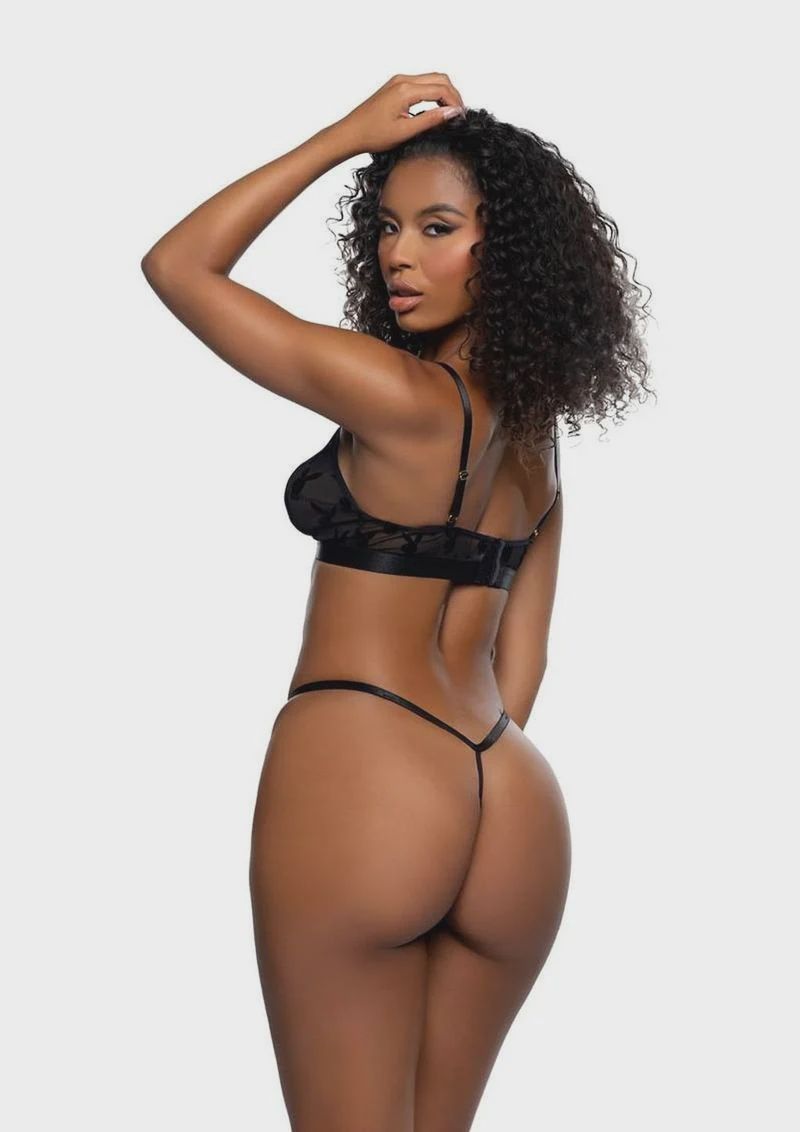 Playboy Burnout Bunny Set (2 Piece) - OS - Black
