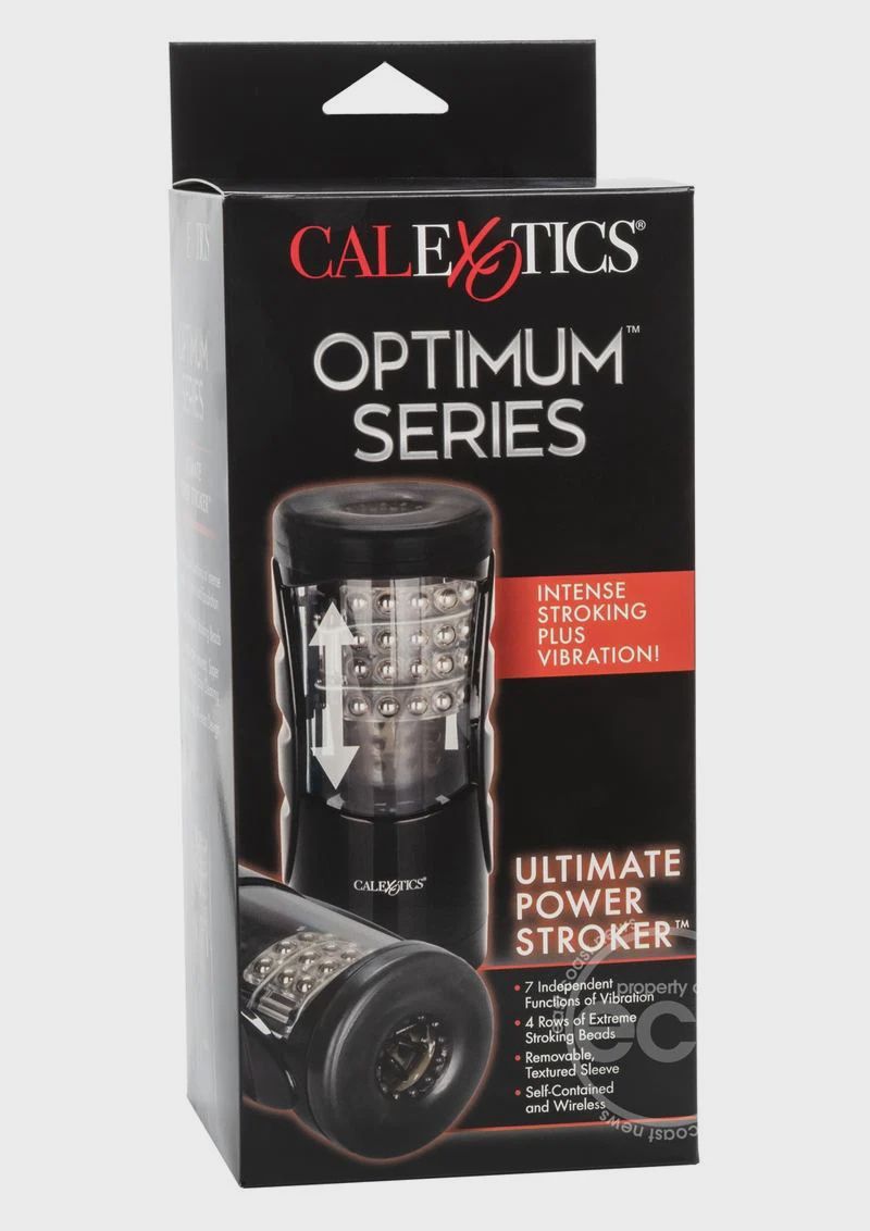 Optimum Power Ultimate Power Stroker Beaded Vibrating Masturbator - Black