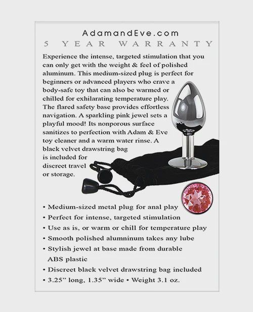 Pink Gem Aluminium Anal Plug Medium