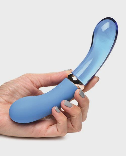 Prisms Vibra-Glass 10x Dual Ended G Spot Silicone/Glass Vibrator - Bleu