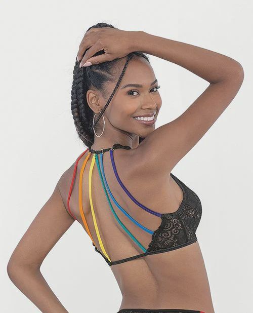Pride Lace Rainbow Strappy Top Black O/S