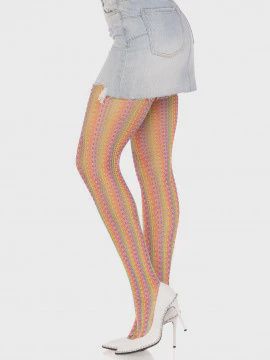 Rainbow Crochet Net Tights - One Size - Multicolor