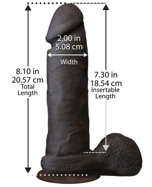 Realistic 8" Ultraskyn Cock w/Balls - Black