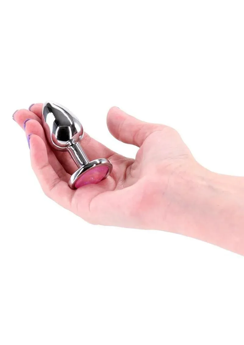 Rear Assets Silver Anal Plug - Small - Pink Gem