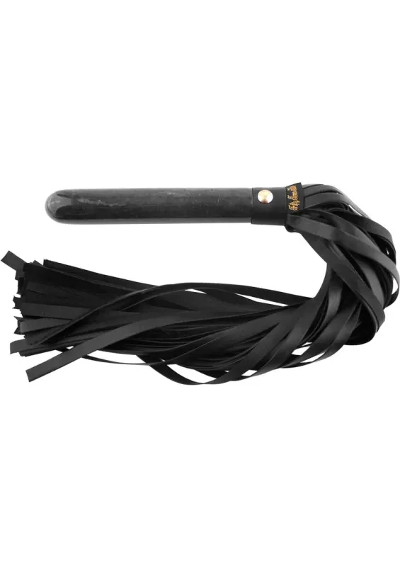 DISC- Rouge Fifty Times Hotter Leather Flogger with Marble Handle - Black