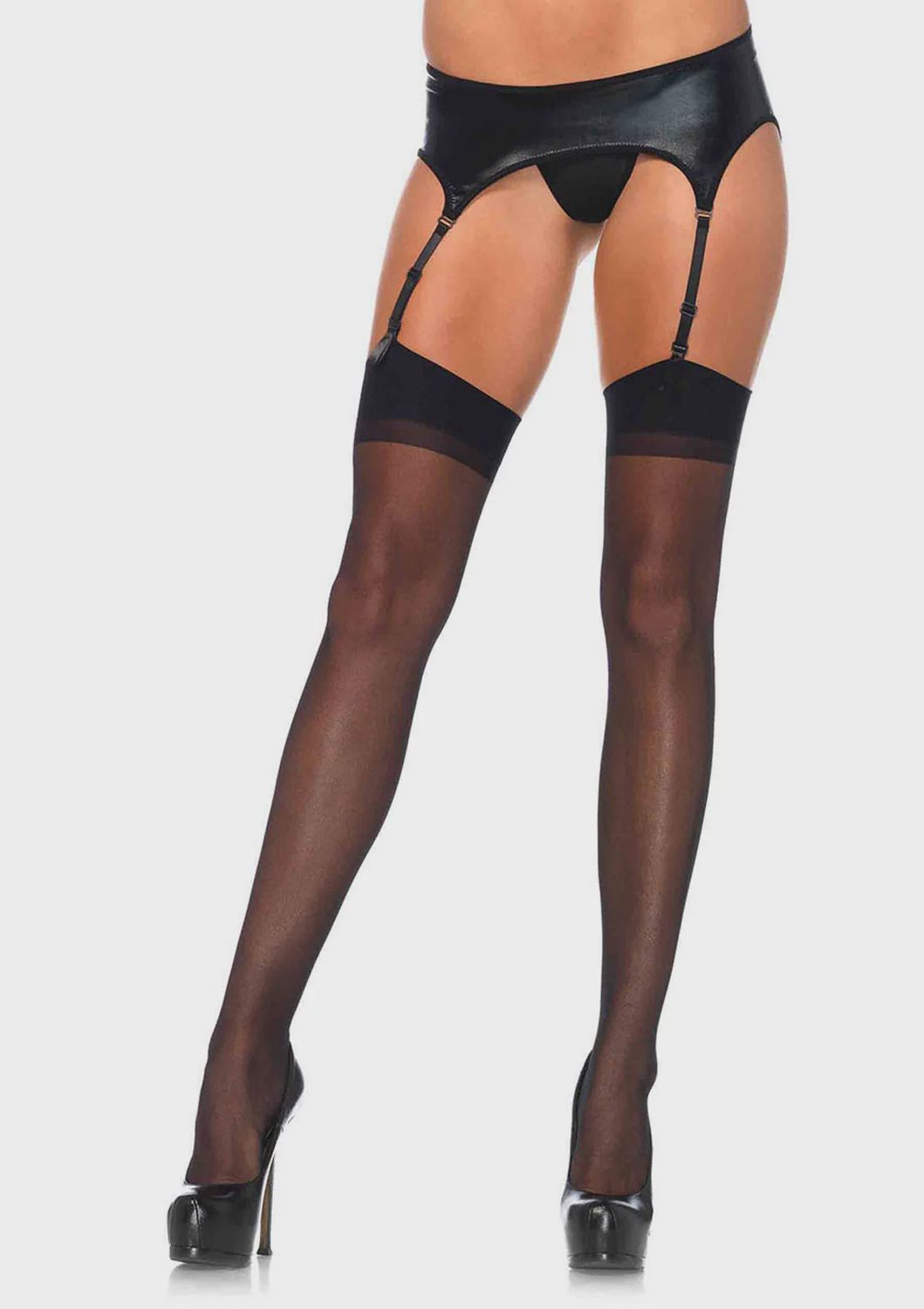 Sheer Back Seam Stocking PLUS SI BLACK