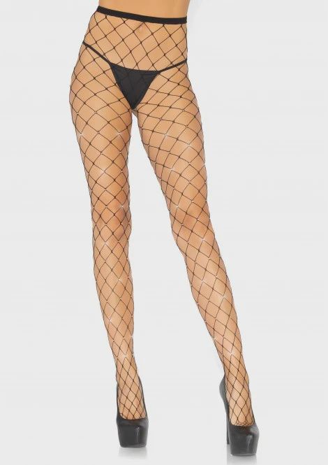 Rhinestone fence net tights