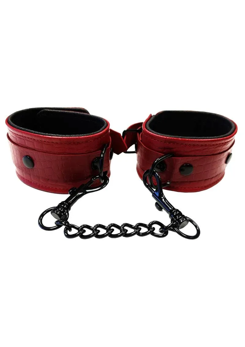 Rouge Anaconda Adjustable Wrist Cuffs - Burgundy
