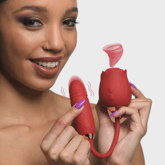 Romping Rose 10X Suction Rose &amp; Thrusting Vibrator