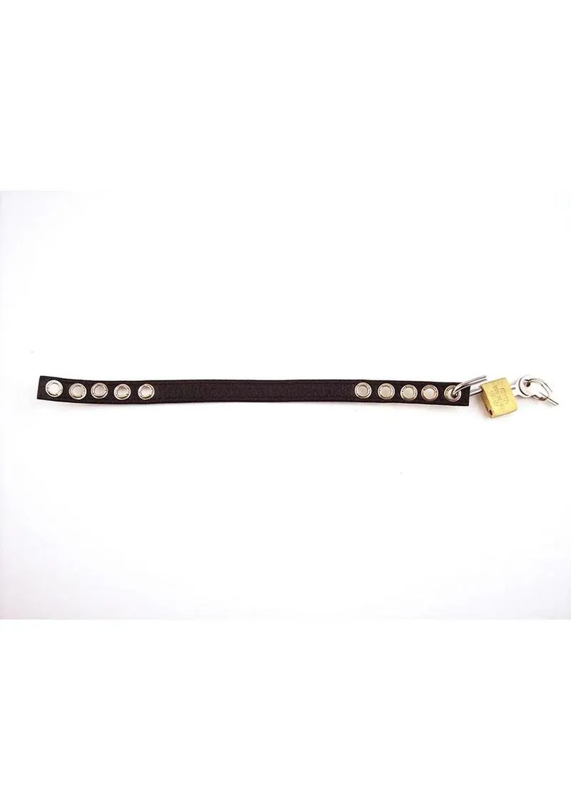 Rouge Padlocable Cock Strap Adjustable Leather Cock Ring - Black