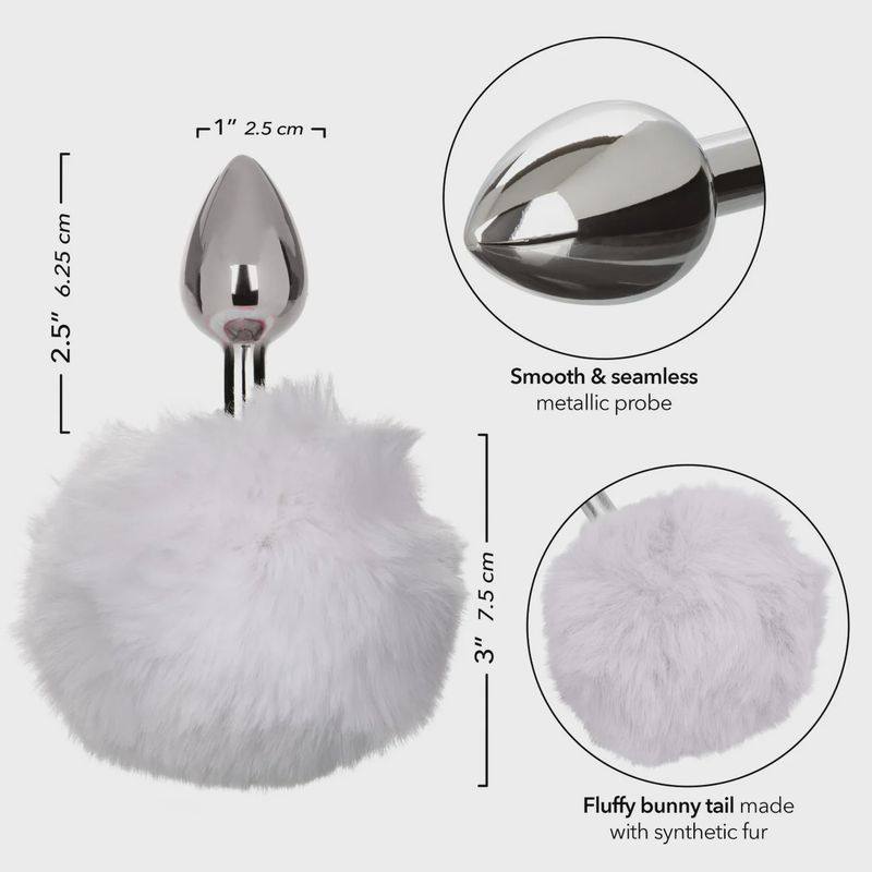 Running Wild Faux Fur Bunny Tail and Metallic Anal Plug - White