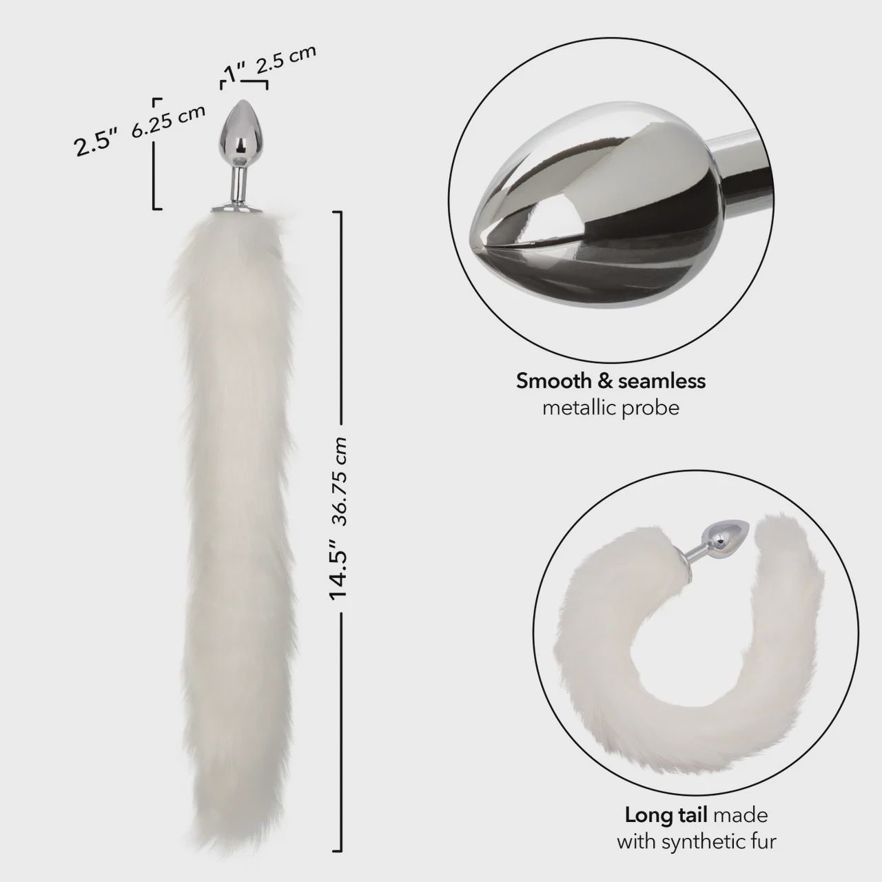 Running Wild Faux Fur Tail and Metallic Anal Plug - White