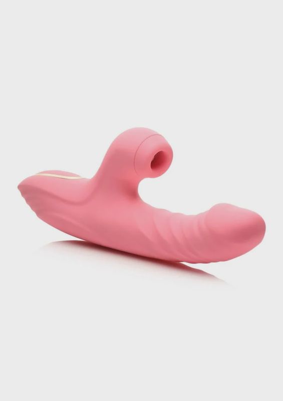 Shegasm Candy-Thrust Rechargeable Silicone Thrusting &amp; Sucking Rabbit Vibrator - Pink