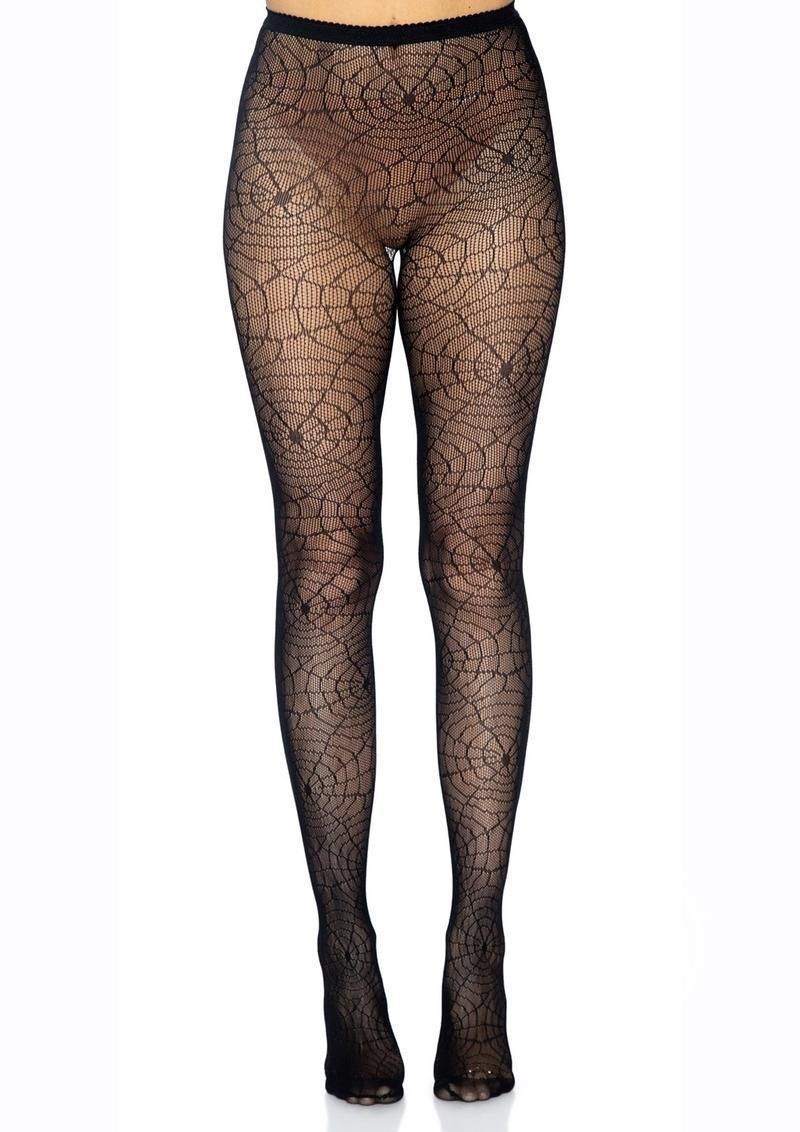Spider Lace Pantyhose - O/S - Black