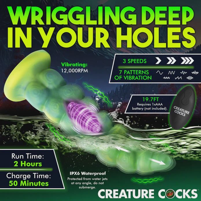 Squirmer Thrusting &amp; Vibrating Silicone Dildo
