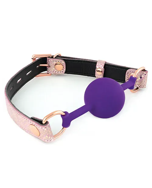 DISC- Spartacus Silicone Gag w/Leather Lining - Pink Snakeskin Micro Fiber
