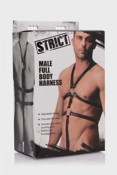 Strict Male Full Body Harness Adjustable Straps Black