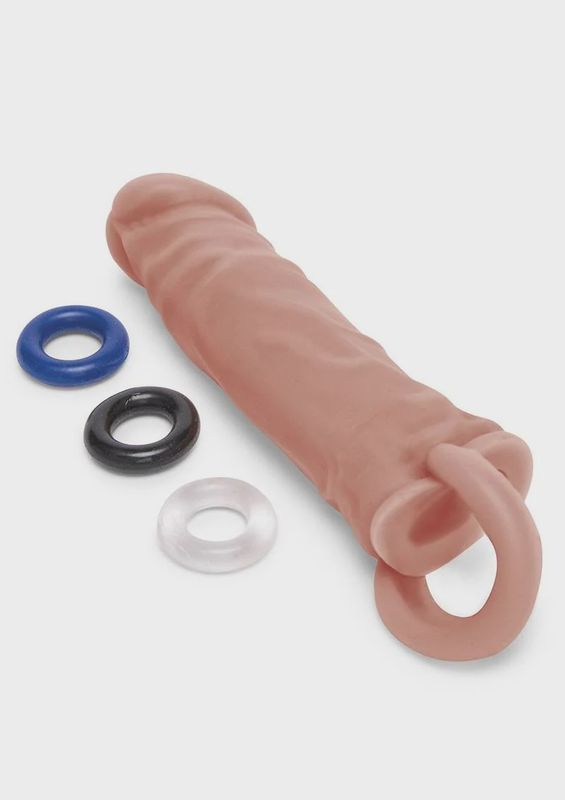SU 1 IN. REALISTIC PENIS EXTENDER W/ BALL LOOP - TAN