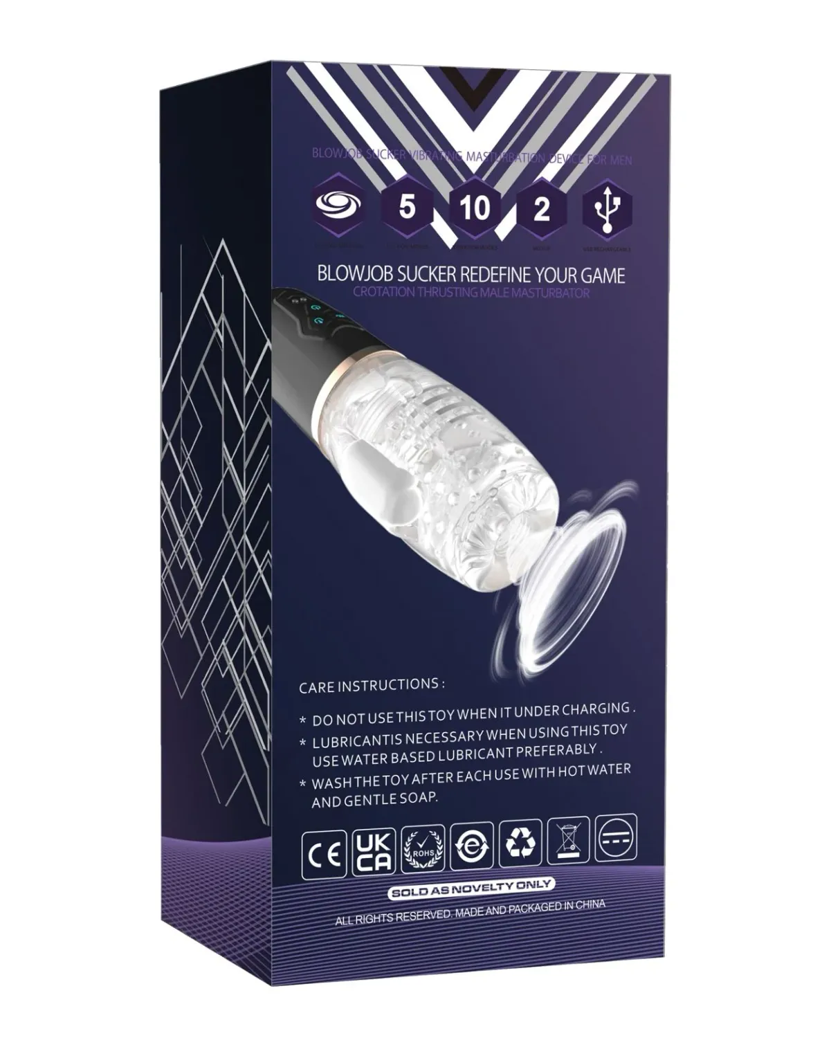 Sucking &amp; Vibrating Blowjob Sucker - Black