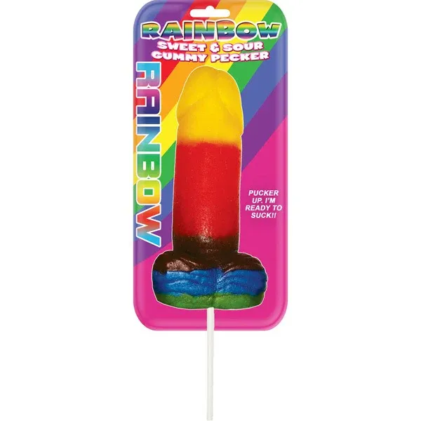 Sweet &amp; Sour Jumbo Rainbow Gummy Cock Pop