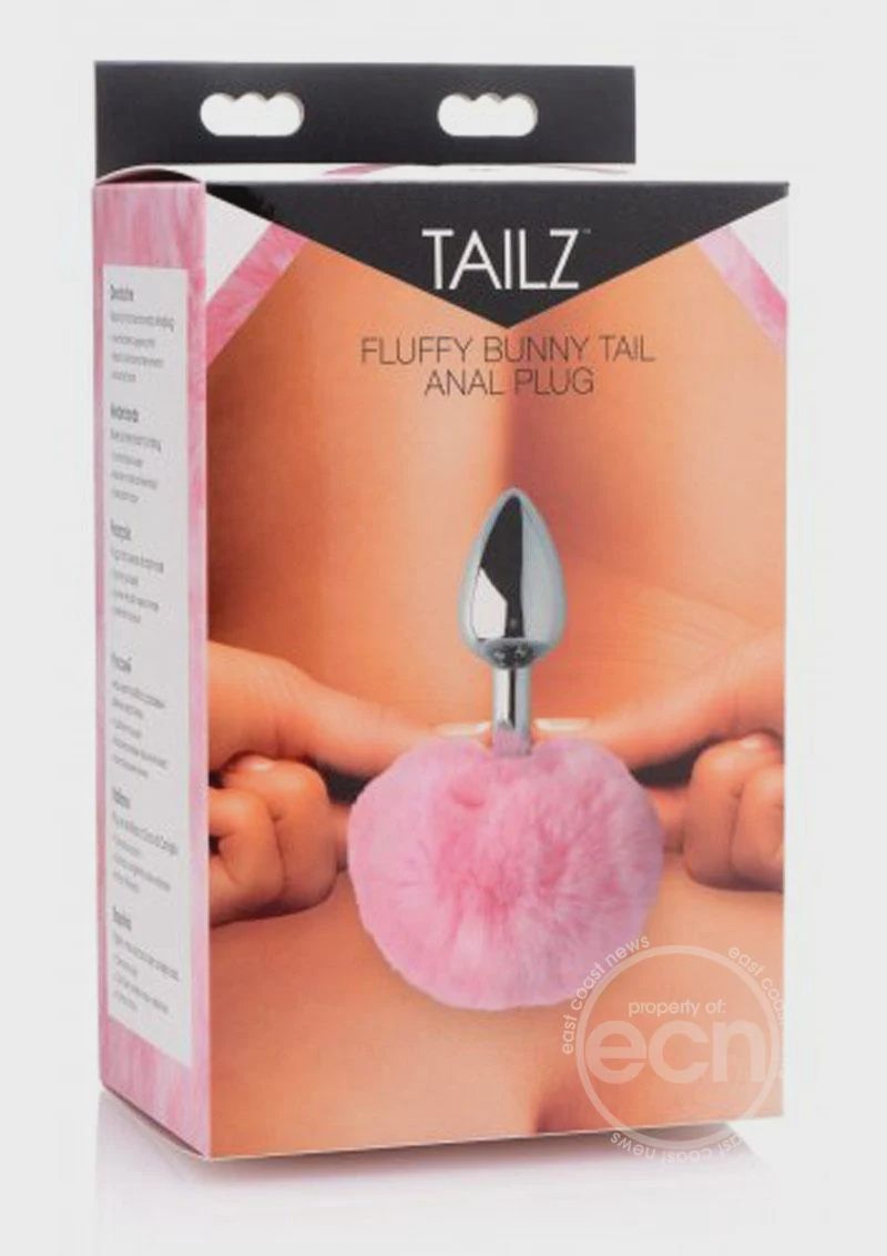 Tailz Fluffy Bunny Tail Anal Plug Pink And Silver