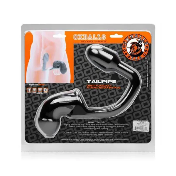 Tailpipe Chastity Cock-Lock &amp; Butt Plug Black
