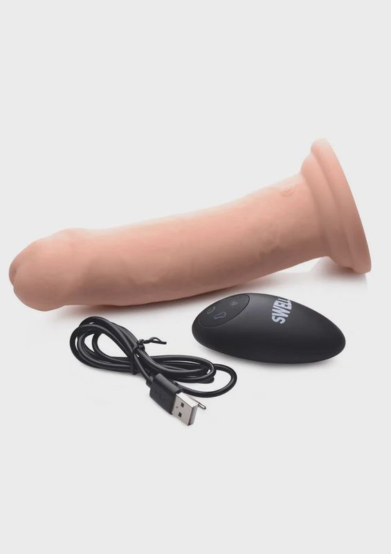 Swell 7X Inflatable &amp; Vibrating Silicone Rechargeable Dildo with Remote Control 7in - Vanilla
