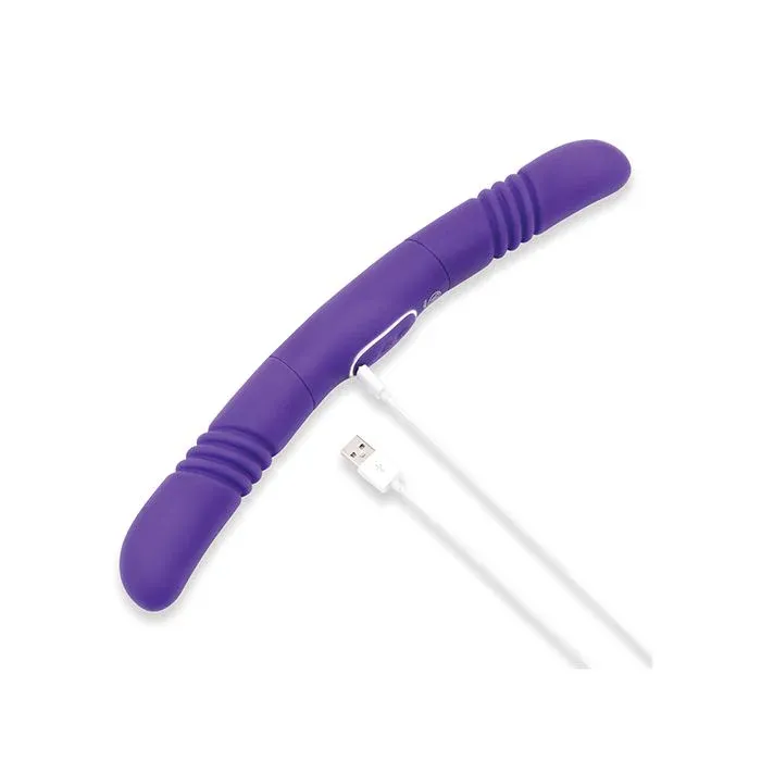 Together Double Delight Double-Ended Vibrating &amp; Thrusting Vibrator - Purple