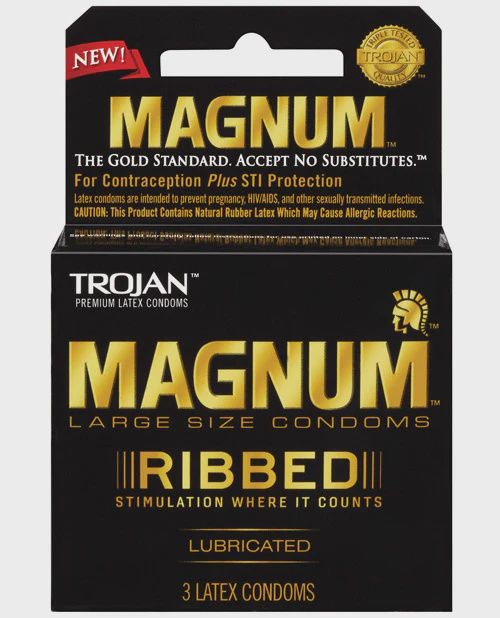 Trojan Magnum Ribbed Condoms - Box of 3