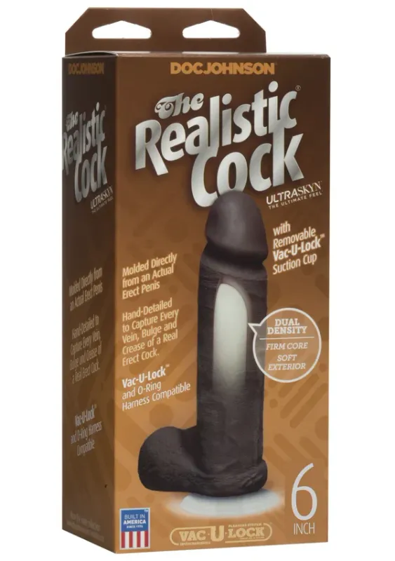 DISC- The Realistic Cock - 6" Black