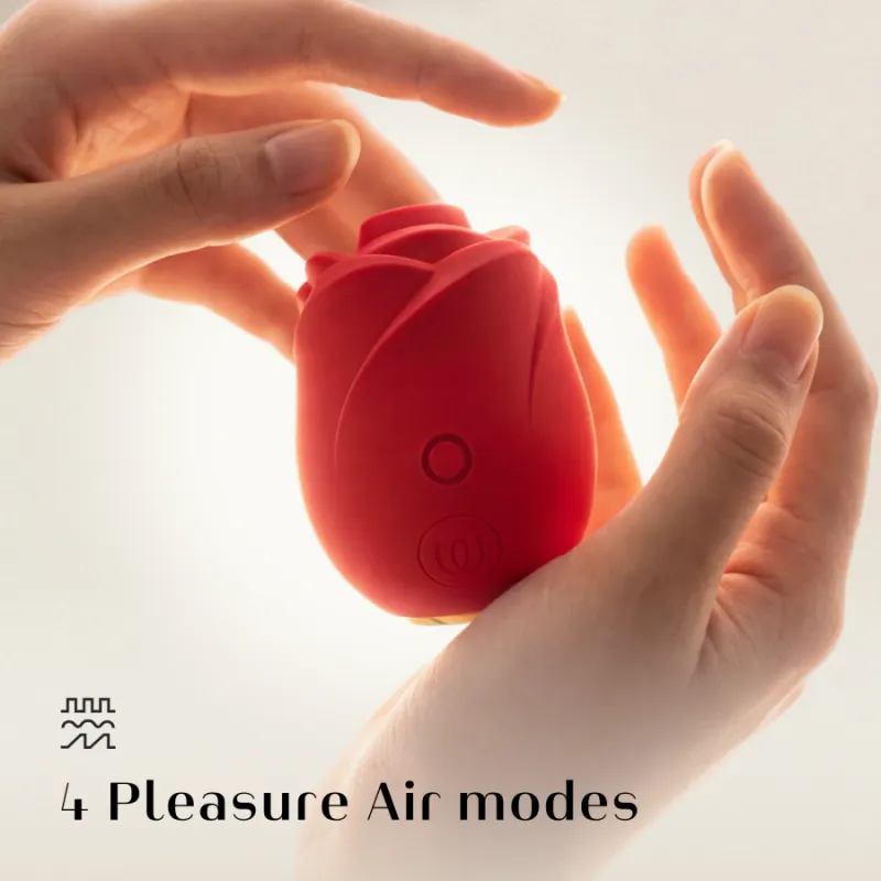 Womanizer Rose Rechargeable Silicone Air Pulse Clitoral Vibrator - Red/Gold