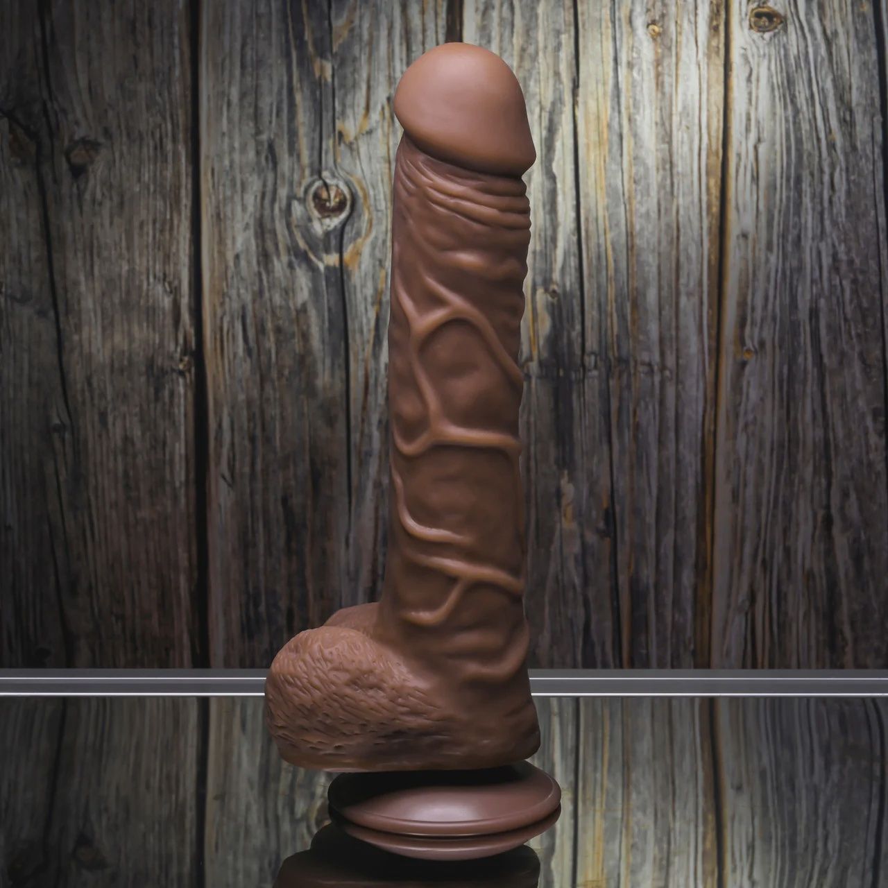 10" Flexskin Poseable True Feel Dildo, Color: Dark