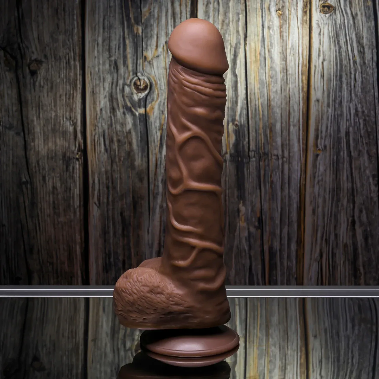 10" Flexskin Poseable True Feel Dildo, Color: Dark