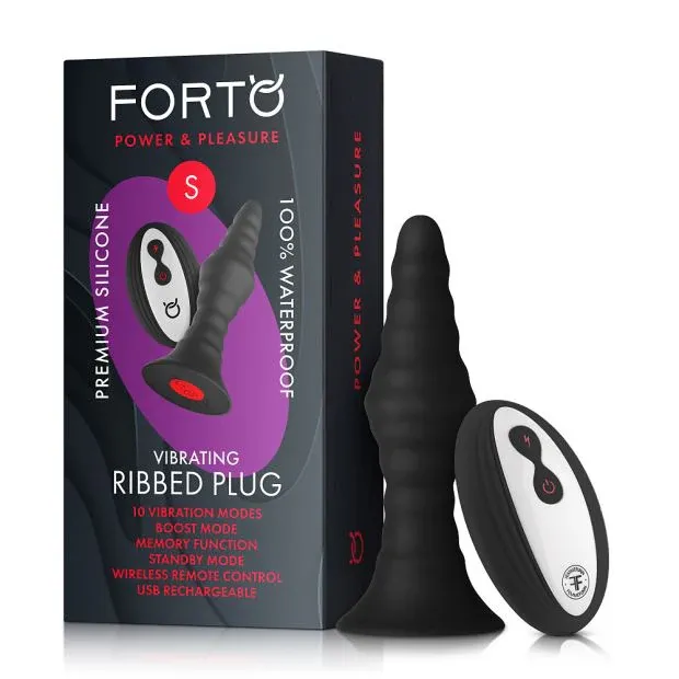 VIBRATING RIBBED PLUG W REMOTE CONTROL - SMALL