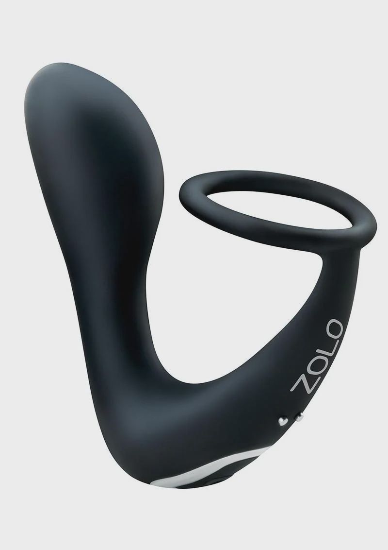 ZOLO BLACK THUMB VIBRATING COCK RING WITH PROSTATE MASSAGER