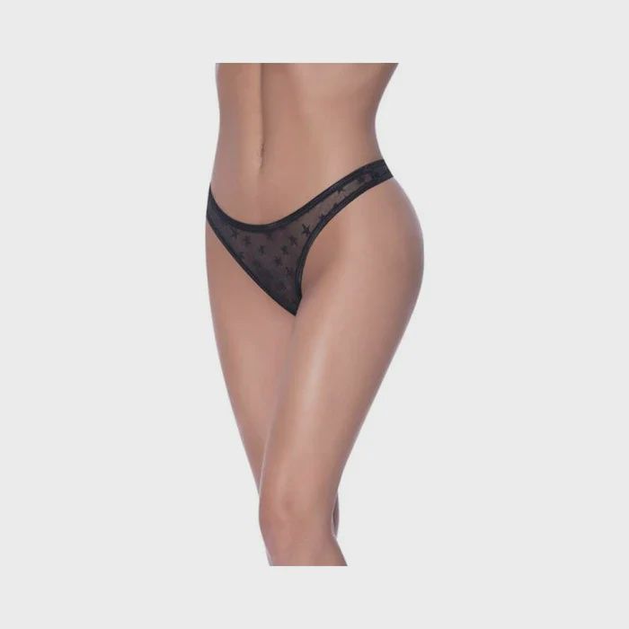 Love Star High Leg High Waist Micro Tanga, Color: Black, Size: 1-3X
