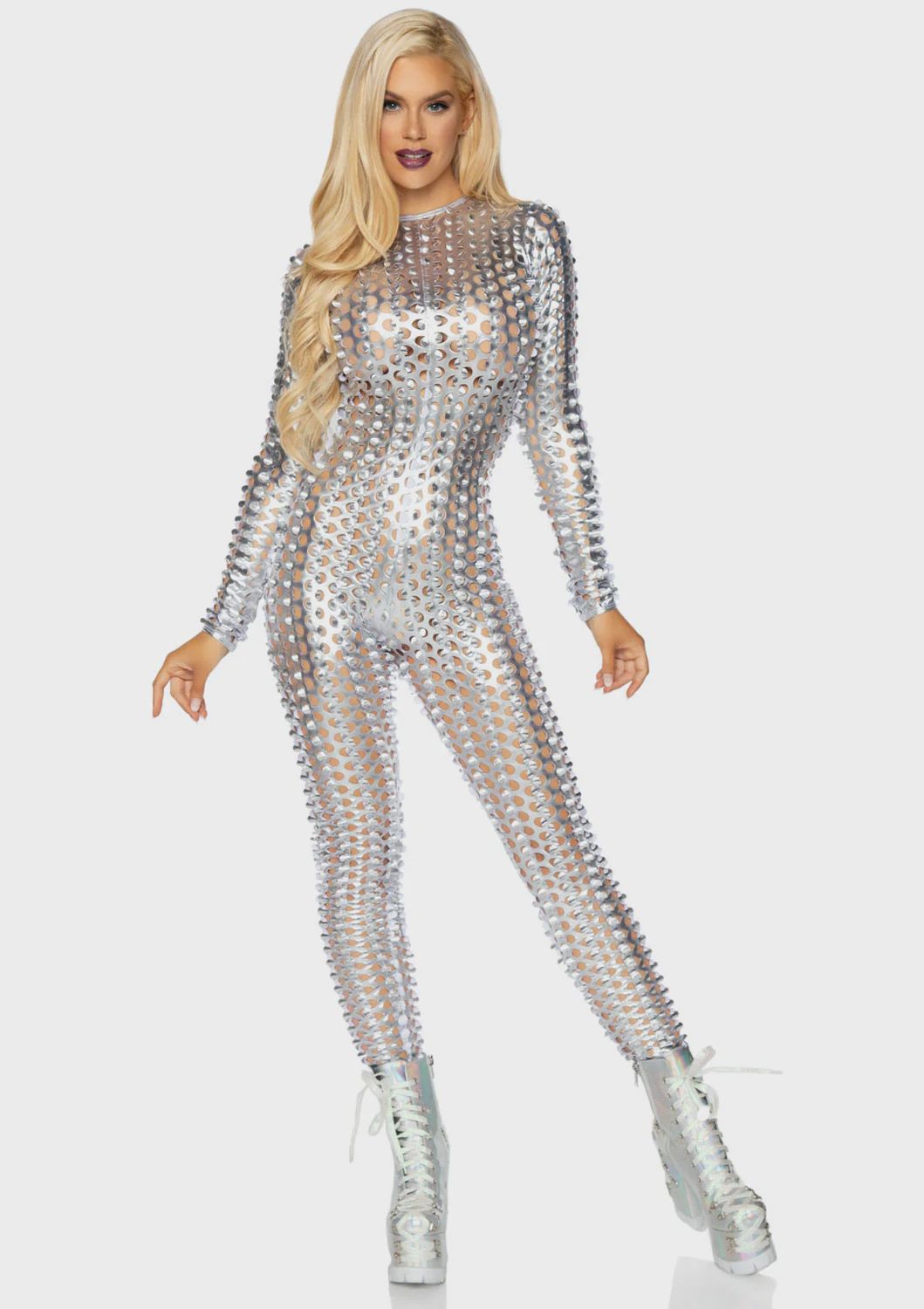 Laser Cut metallic catsuit