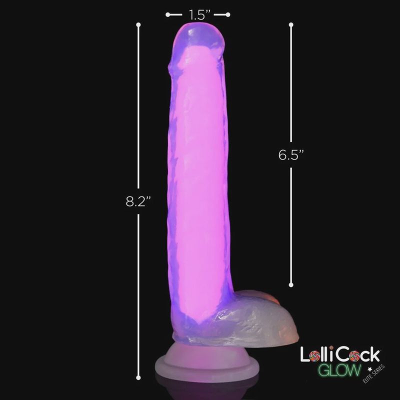 Lollicock 7" Glow-in-the-Dark Silicone Dildo with Balls