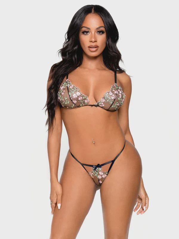In Bloom Bra and Panty Set, Color: black, Size: small