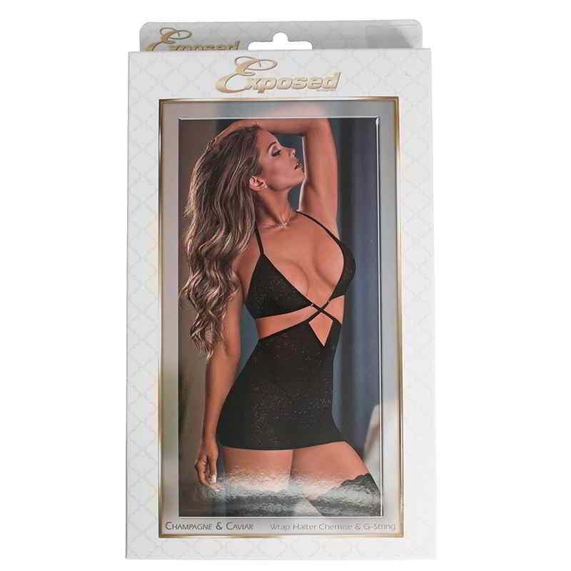 Champagne &amp; Caviar Chemise &amp; G-string-Black