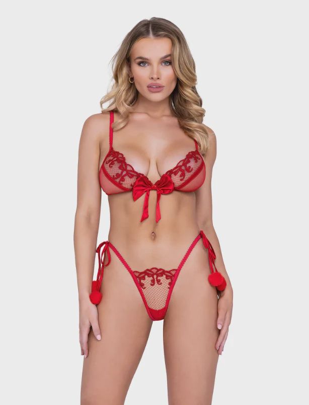 Rouge Bow 2 piece Pom-Pom Set