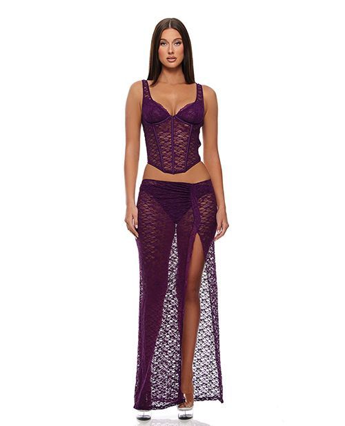 Feel Me Lace Bustier, Panty, &amp; Skirt 3 pc set