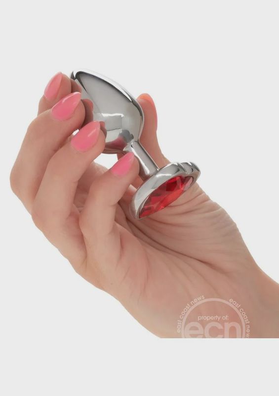 Jewel Ruby Heart Aluminum Anal Plug - Small - Red