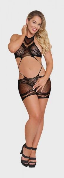 Seamless Crotchless Romper, Color: Black