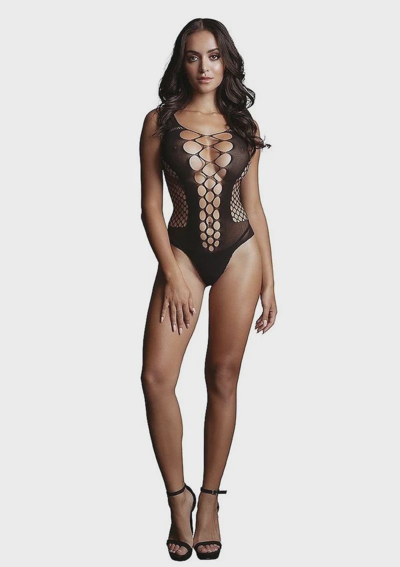 Le Desir Contrast Fence Net Teddy - Black, Size: OS