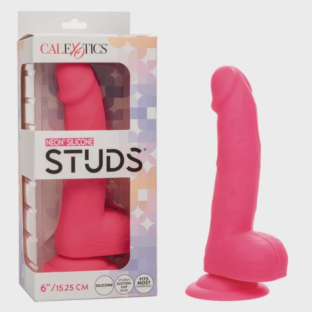 Neon Silicone Studs Dildo 6in, Color: Pink