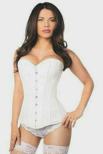 Lavish White Brocade Corset, Size: 2X