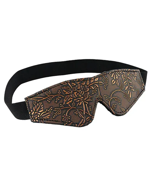 DISC- Spartacus Faux Fur Lining Blindfold, Color: Brown Floral Print