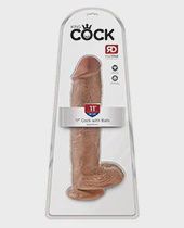 King Cock Dildo with Balls 11in, Color: Caramel