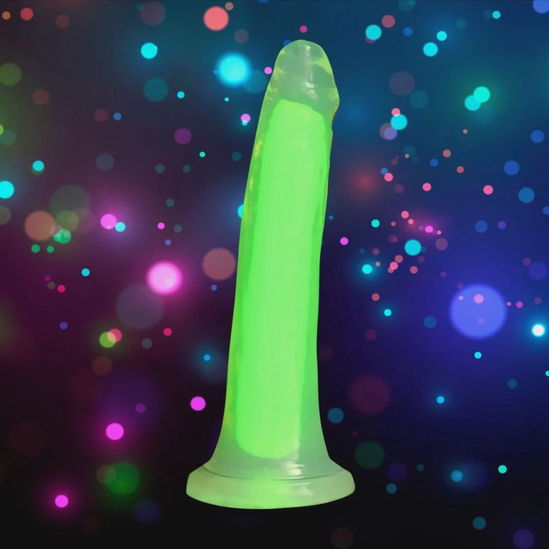 Lollicock 7" Glow-in-the-Dark Silicone Dildo, Color: Green